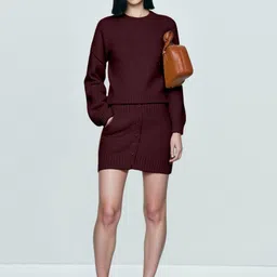 Mast & Harbour Round Neck Top With Skirt Co-Ords Set-picture-28