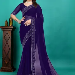MEAVEN FEB Embellished Pure Georgette Heavy Work Saree-image-84