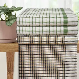 Athom Living White & Green 4 Printed Cotton 210 GSM Bath Towel-image-78