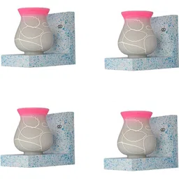 1ST TIME Pink & White Textured Wood Contemporary Abstract Shaped Shaped Wall Lamp image 3