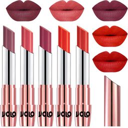 VOLO Set Of 5 Creme Matte Lipsticks -Plum 36-Dark Peach 37-Rose Pink 38-Coral 39-Orange 49-picture-27