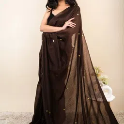 HERE&NOW Embellished Pure Cotton Saree With Blouse Piece-picture-14