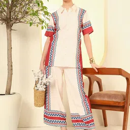 Nehamta Printed Shirt With Palazzos Co-Ords image 4