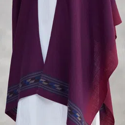 Fabindia Geometric Self Design Woollen Pouncho Shrug image 4