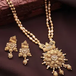 ADIVA 22K Gold-Plated Kundan Stones Studded & Beaded Jewellery Set-picture-16