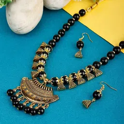 SUNHARI Gold-Plated Pearls Beaded Jewellery Set-image-4