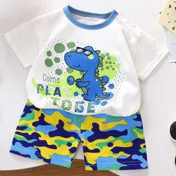 FOREVER FRIDAY Boys Printed Round Neck Pure Cotton T-Shirt With Shorts-image-95