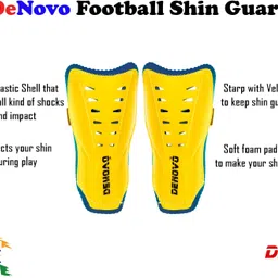 denovo Ultimate Protection (One Pair Large Shin Guard + One Pair Lycra Striped Knee Length Football Socks + One Pair UV Protection Arm Sleeves) Football Kit image 4