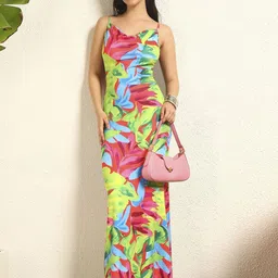 TANDUL Women Floral Printed Shoulder Straps Maxi Dress-image-24