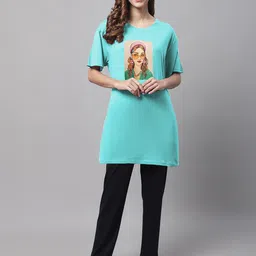 Kanvin Women Graphic Printed Pure Cotton Night Suit-image-28