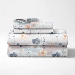 LORETO Peach-Coloured Floral 210 TC Bedsheet with 2 Pillow Covers image 4