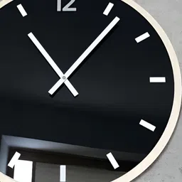 QEZNEF Beige & Black Analogue Round Contemporary Wooden Wall Clock-picture-15