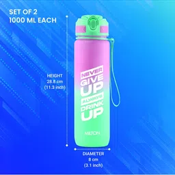 Milton Pink & Blue 2 Pieces Motivational Sipper Water Bottles image 4