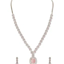 TRINK Rhodium-Plated American Diamond Studded Jewellery Set image 2