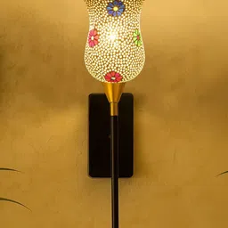 Devansh Multicoloured & White Printed Glass Contemporary Wall Lamp image 5