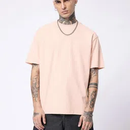 PockMAN Men Bio Finish Solid Round Neck Cotton Oversized T-shirt-image-69