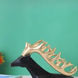 SMOKEY COCKTAIL Black And Gold-Toned Deer Head Bottle Stand Figurine Showpiece-image-72