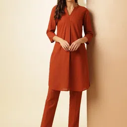 Anouk Pure Cotton Pleated Straight Kurta & Trouser-picture-35