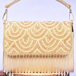 OSTY Geometric Embroidered Jute Box Clutch-picture-34