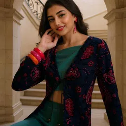 SZN Shoulder Straps Top & Trousers With Shrug Co-Ords image 4