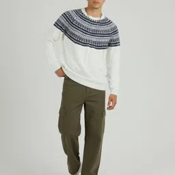 glitchez Geometric Self-Design Raglan Sleeves Relaxed Pullover image 3