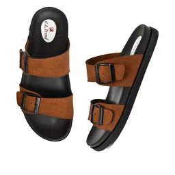 G L Trend Tan Leather Sandals image 2