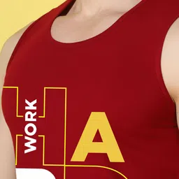 WOOSTRO Pack Of 2 Printed Super Combed Cotton Gym VWS26(ALONE YELLOW)(HARD MAROON) image 4