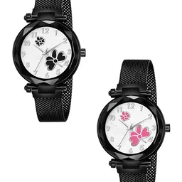 CSAMON Women Pack of 2 Printed Analogue Watch GR_379 Black 315 Black Pink Dial-picture-32