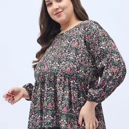 ANJIR Women Floral Printed Tie-Up Neck Empire Regular Top image 3