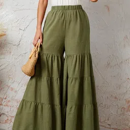 CHANDERKASH Women Classic Loose Fit Wide Leg Trousers-image-40