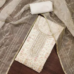 SAINOOR Floral Printed Beads And Stones Organza Unstitched Dress Material-picture-11