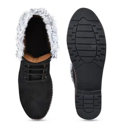 TRYME Women Casual Faux Fur Trim Block-Heeled Winter Boots image 5