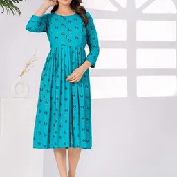 HEARTLOOM Women Geometric Printed Maternity Anarkali Kurta-image-30