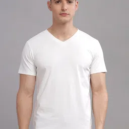 SOLACEACTIVE Men Solid V-Neck Cotton Relaxed Fit T-shirt-picture-33