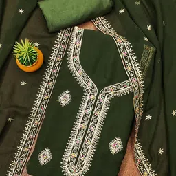 SAINOOR Embroidered Silk Georgette Unstitched Dress Material image 4