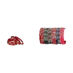 SOMIL Set Of 28 Artificial Stones Studded Glass Bangles-picture-40