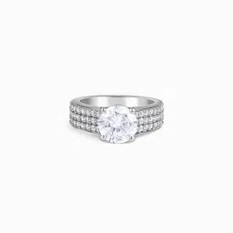 giva Sterling Silver Zircon Rhodium Plated Ring image 5