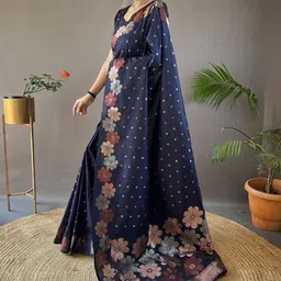 FASHIONIZO Floral Zari Silk Blend Handloom Saree image 2