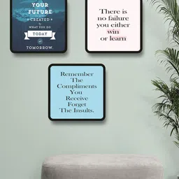 SAF White & Blue 3 Piece Abstract Wooden Wall Art-image-10