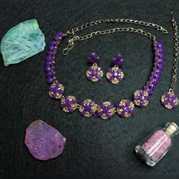 VATSALYA creation Rhodium-Plated Artificial Stone Studded Jewellery Set-picture-19