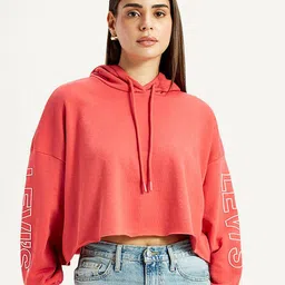 Levis Women Printed Full Sleeve Crop Hooded Sweatshirt-image-31