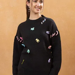 GFO Women Round Neck Embroidered Long Sleeves Pullover-image-10