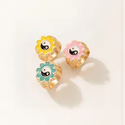 TheVineGirl Set Of 3 Gold-Plated Charming Finger Ring-image-29