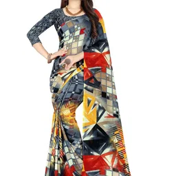 Moda Rapido Grey Poly Georgette Sarees-picture-32
