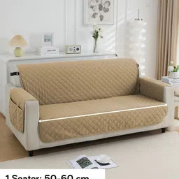 HOKIPO Camel Brown 3 Seater Sofa Cover With Arms image 5