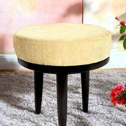 Ikiriya Lisbon Beige Sheesham Wood Accent Round Stool-picture-5