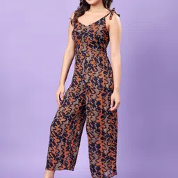 RANGRIWAZ Women Abstract Print Smocked Basic Jumpsuit image 5