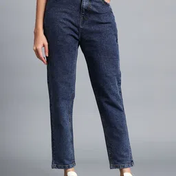 HERE&NOW Women Blue Solid Cotton Slim Fit High-Rise Light Fade Jeans-picture-36