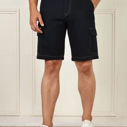 Mast & Harbour Men Pure Cotton Relaxed Fit Mid-Rise Cargo Shorts-picture-19