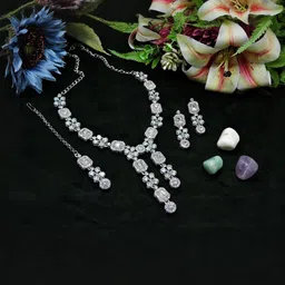 VATSALYA creation Alloy Gold- plated White Jewellery Set-picture-30